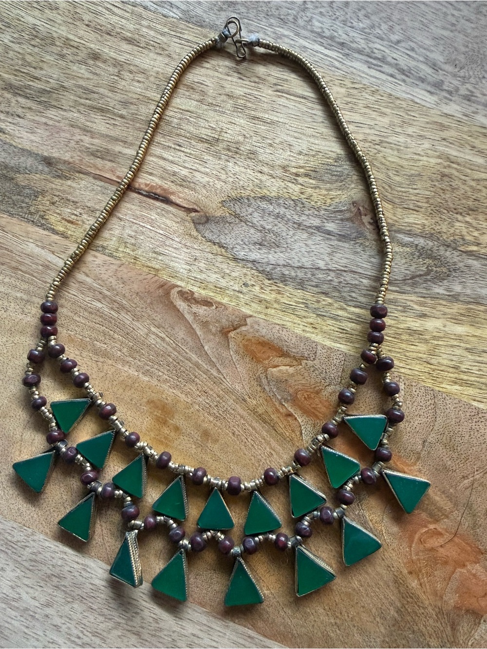 Green Triangle Statement Necklace